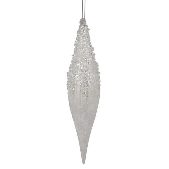 9.5" Sequined Icicle Glass Christmas Ornament